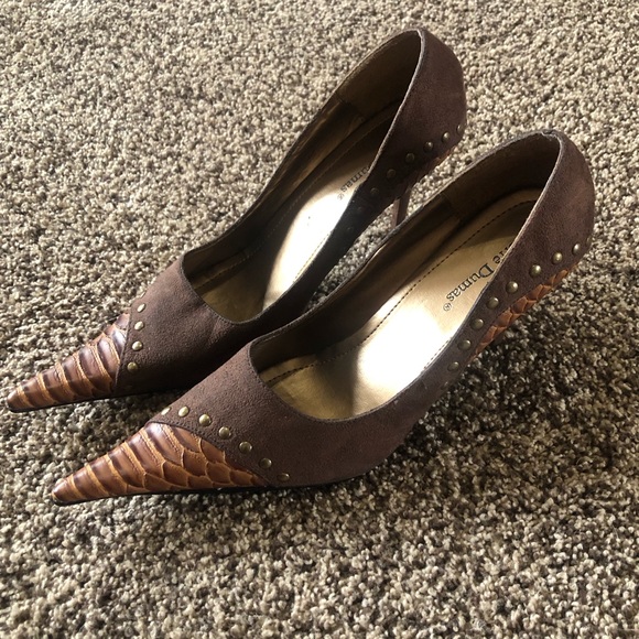 Pierre Dumas Ida Pointed Toe Stiletto Size 8 New Brown Studded - Picture 2 of 8